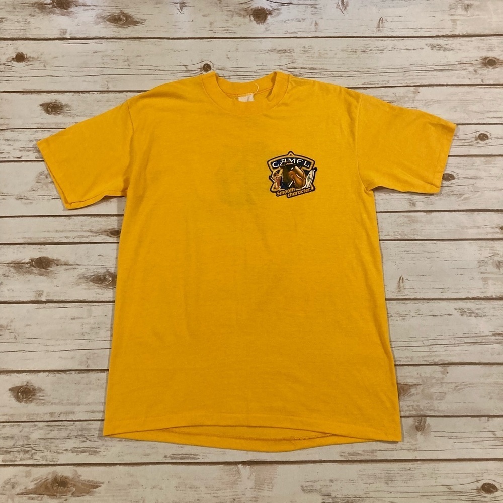 Vintage Camel Cigarettes Smooth Character Single Stitch Yellow T-Shirt Large - Picture 2 of 8